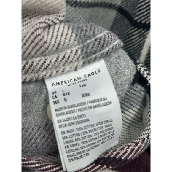 American Eagle Mens flannel Shacket Large Tall LT Plaid Grunge Lumberjack Thick - Picture 4 of 6